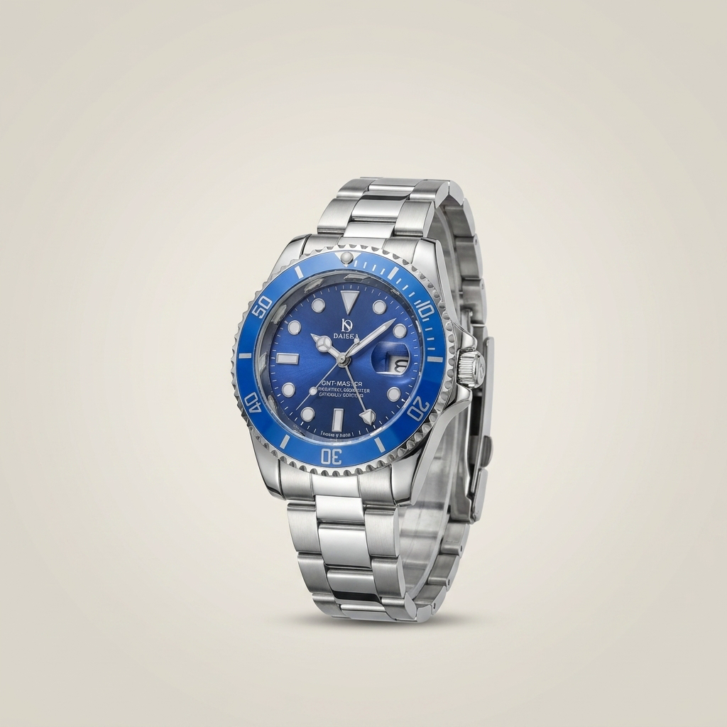 Front view of silver stainless steel round analog digital quartz wrist watch with orange dial and glowing digital display