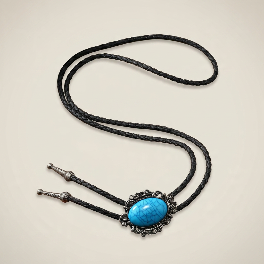 Vintage Zinc Alloy Geometric Hand-Woven Adjustable Chain Bolo Tie Necklace