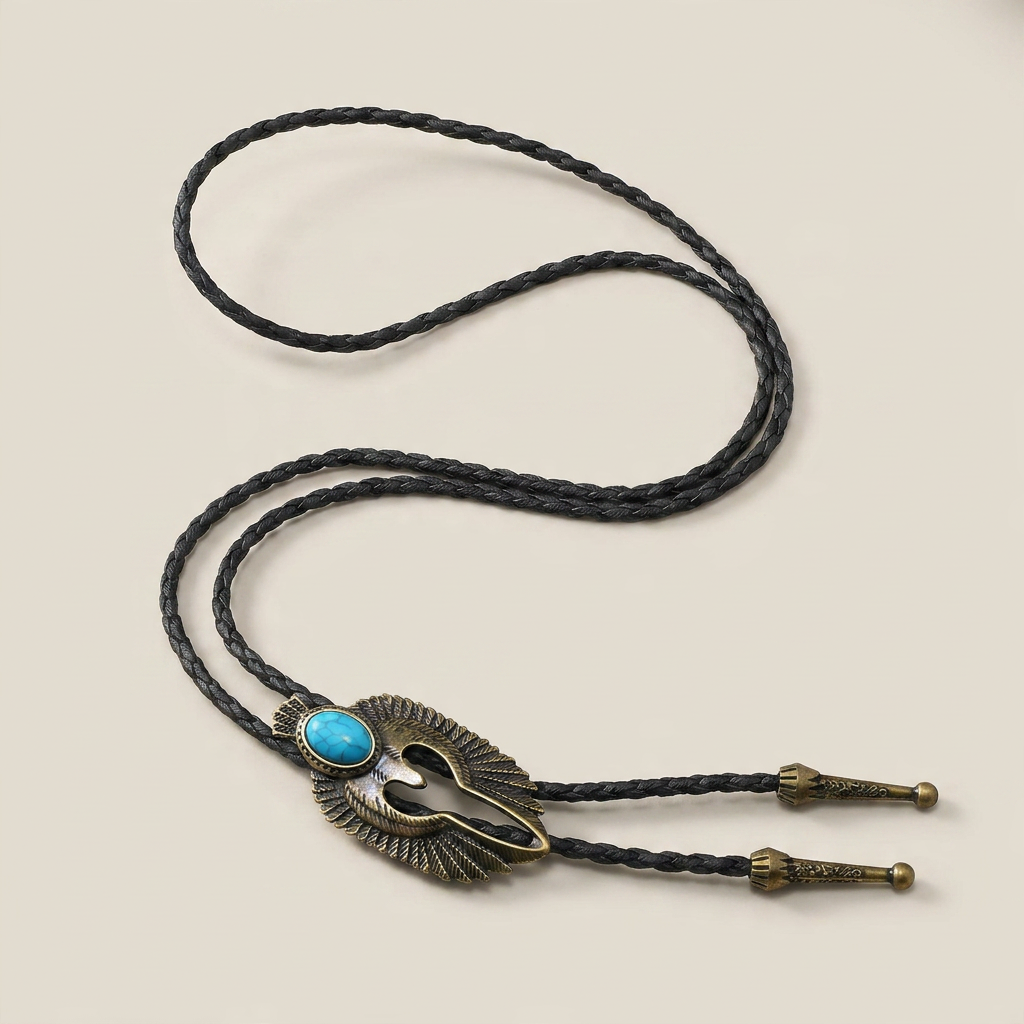 Vintage Zinc Alloy Geometric Hand-Woven Adjustable Chain Bolo Tie Necklace