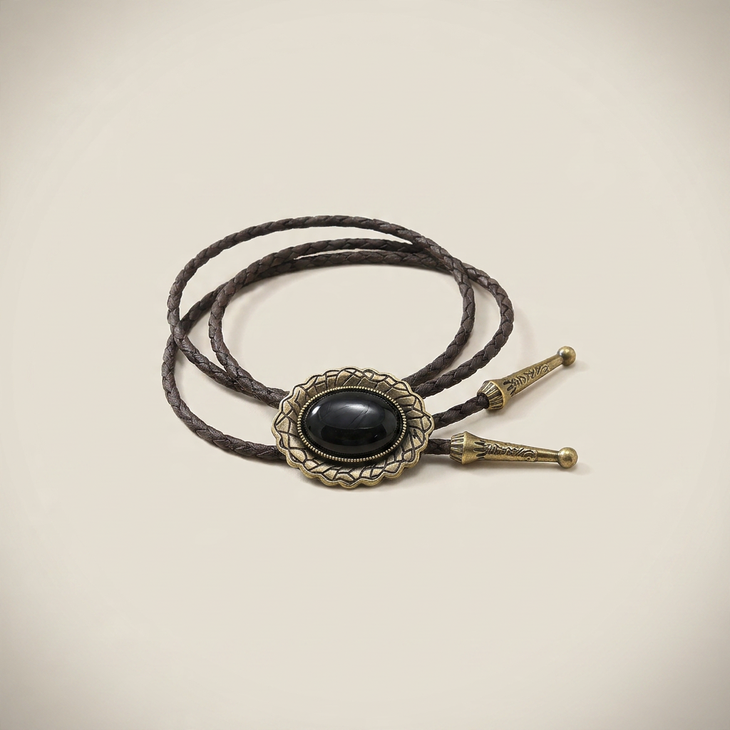 Vintage Zinc Alloy Geometric Hand-Woven Adjustable Chain Bolo Tie Necklace