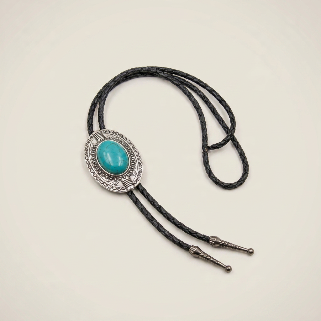 Side profile of leather Y-shaped adjustable electroplated alloy pendant necklace showing black leather strap and geometric design on standard chain