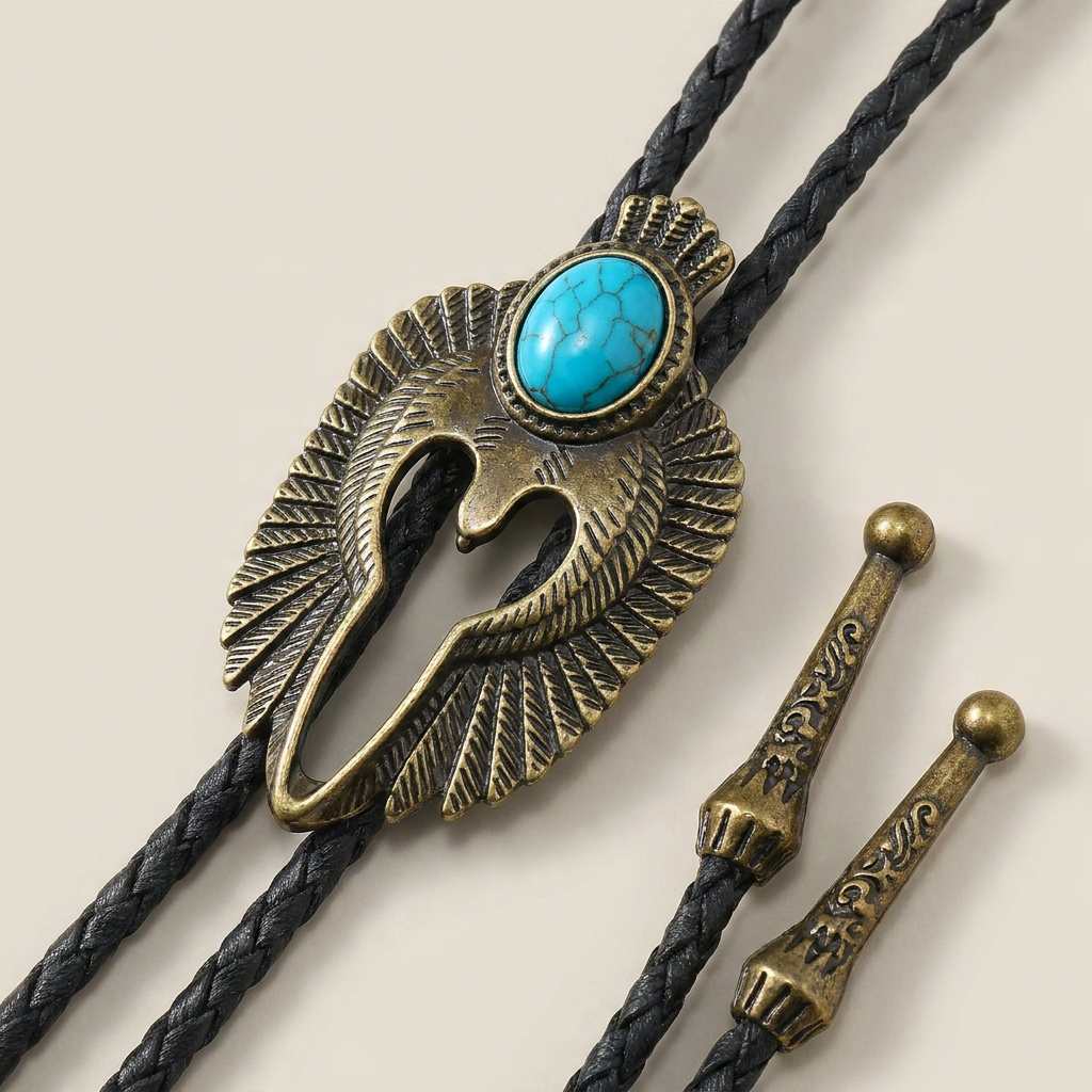 Vintage Zinc Alloy Geometric Hand-Woven Adjustable Chain Bolo Tie Necklace