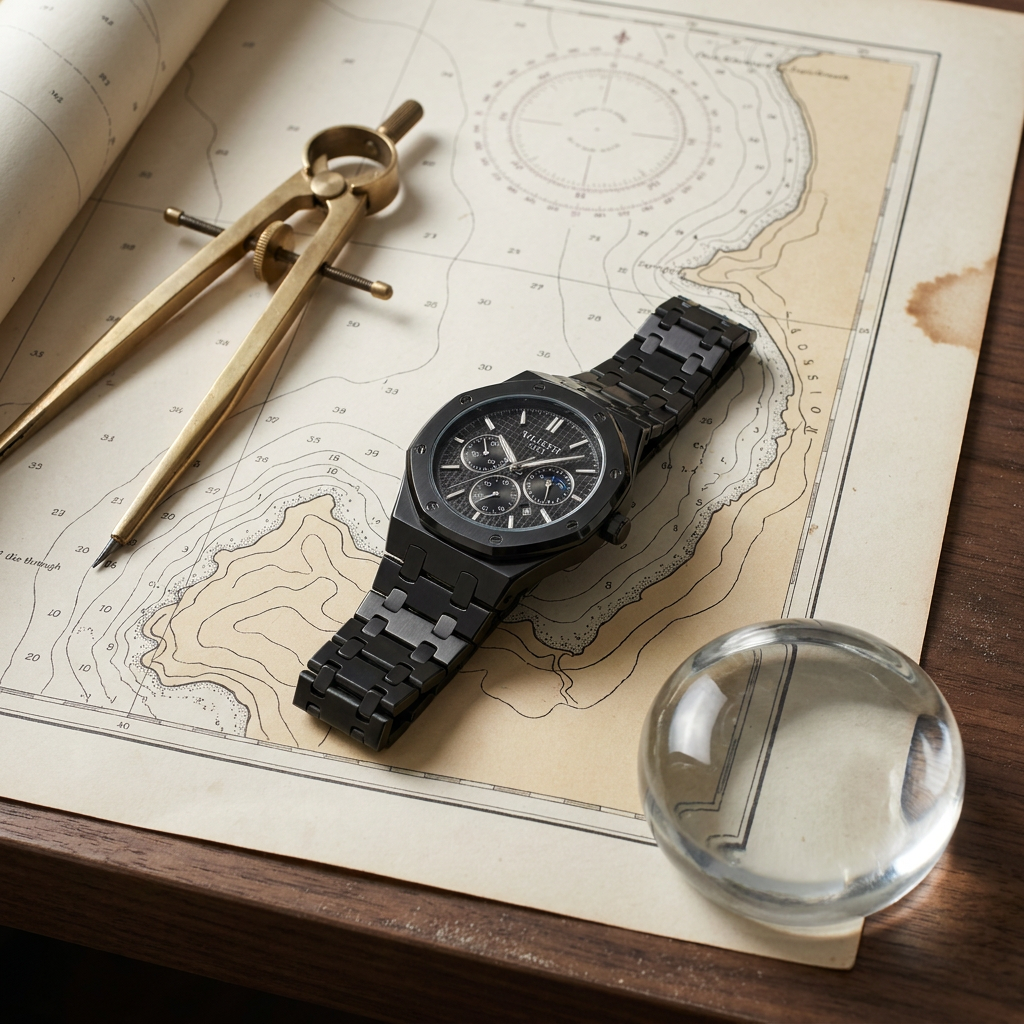 Lifestyle scene — Alloy Round Luminous Screw-Down Crown Quartz Analog Wrist Watch